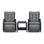 Sun Lounge Outdoor Recliner Chair &Table Outdoor Furniture Patio Set of 3