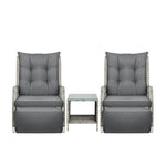 Sun Lounge Outdoor Recliner Chair &Table Outdoor Furniture Patio Set of 3