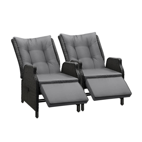  Sun Lounge Recliner Chairs Outdoor Furniture Patio Wicker Sofa 2 Piece
