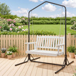 2-Seater Outdoor Swing Chair White Black Stand | HomeAndLivi
