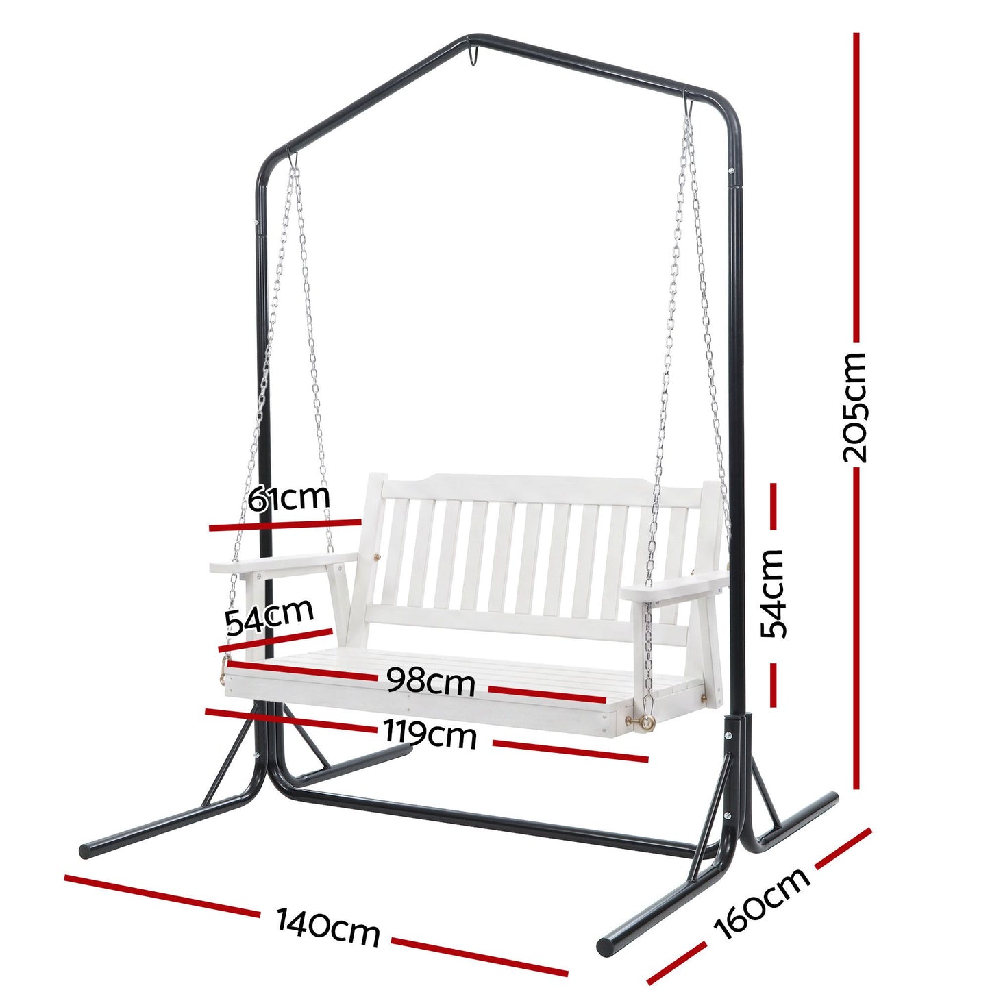 2-Seater Outdoor Swing Chair White Black Stand | HomeAndLivi - 2