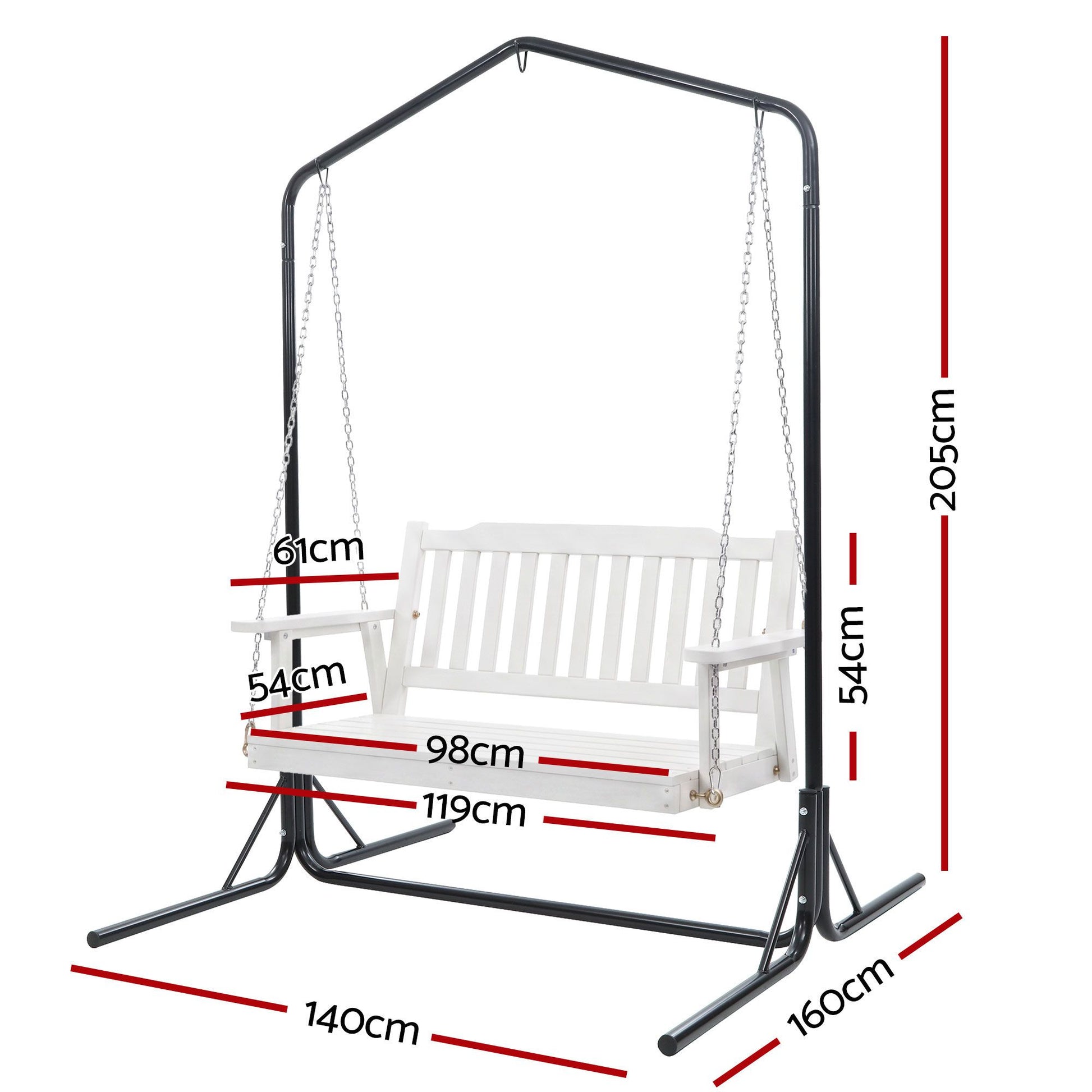 2-Seater Outdoor Swing Chair White Black Stand | HomeAndLivi - 2