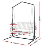 2-Seater Outdoor Swing Chair White Black Stand | HomeAndLivi
