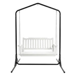 2-Seater Outdoor Swing Chair White Black Stand | HomeAndLivi