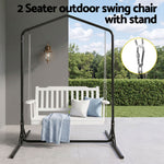 2-Seater Outdoor Swing Chair White Black Stand | HomeAndLivi
