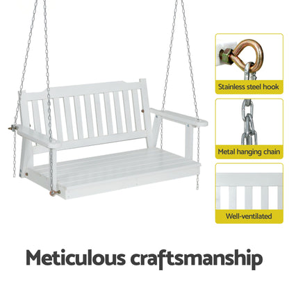 2-Seater Outdoor Swing Chair White Black Stand | HomeAndLivi - 5