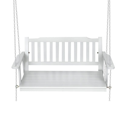 Porch Swing Chair with Chain Garden Bench Outdoor Furniture Wooden White