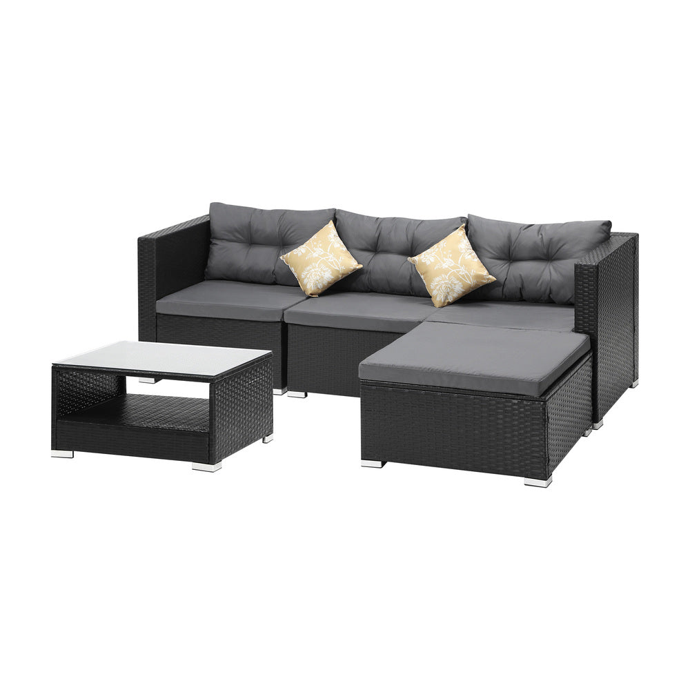 Outdoor Sofa Set 4 Seater Corner Modular Lounge with Cushions for Patio