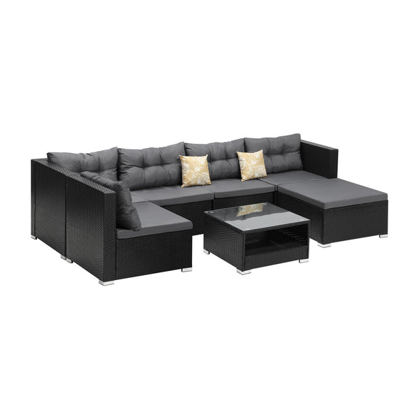  Outdoor Lounge Setting 7pc Wicker Sofa Set Rattan