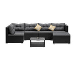 Outdoor Lounge Setting 7pc Wicker Sofa Set Rattan