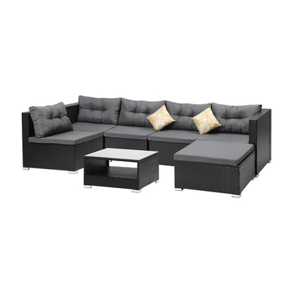 Outdoor Lounge Setting 7pc Wicker Sofa Set Rattan