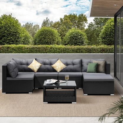 Outdoor Lounge Setting 7pc Wicker Sofa Set Rattan