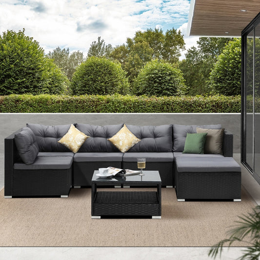Outdoor Lounge Setting 7pc Wicker Sofa Set Rattan