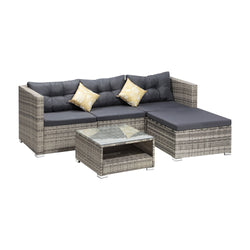 5-Piece Outdoor Lounge Setting Wicker Sofa Set Rattan Patio Garden Grey