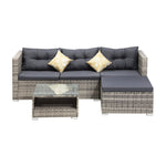 5-Piece Outdoor Lounge Setting Wicker Sofa Set Rattan Patio Garden Grey