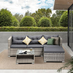 5-Piece Outdoor Lounge Setting Wicker Sofa Set Rattan Patio Garden Grey