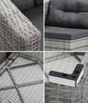 5-Piece Outdoor Lounge Setting Wicker Sofa Set Rattan Patio Garden Grey