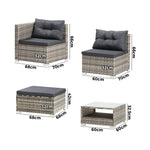 6 Seater Outdoor Lounge Set Wicker Sofa Rattan