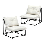 2PCS Outdoor Dining Chairs Patio Sofa Lounge Chair Beige/Grey