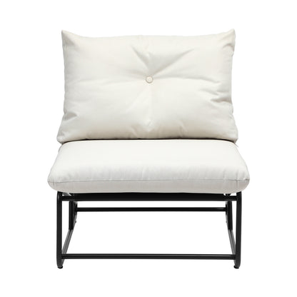 2PCS Outdoor Dining Chairs Patio Sofa Lounge Chair Beige