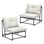 2PCS Outdoor Dining Chairs Patio Sofa Lounge Chair Beige/Grey