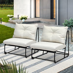 2PCS Outdoor Dining Chairs Patio Sofa Lounge Chair Beige/Grey