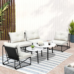 Outdoor Sofa Set Nesting Coffee Table with Chairs Beige/Grey