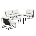 Outdoor Sofa Set Nesting Coffee Table with Chairs Beige/Grey