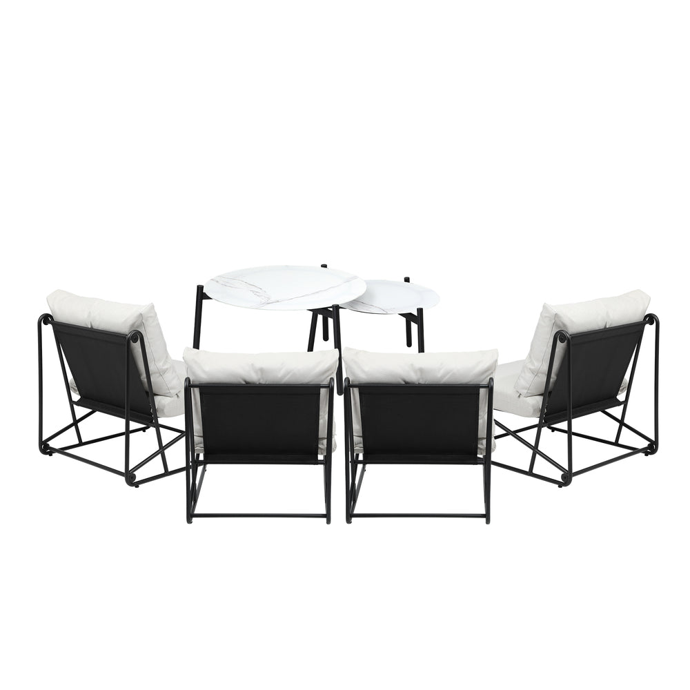 Outdoor Sofa Set Nesting Coffee Table with Chairs Beige/Grey