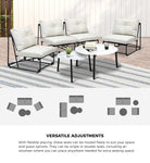 Outdoor Sofa Set Nesting Coffee Table with Chairs Beige/Grey