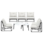 8PCS Outdoor Sofa Set 2-in-1 Coffee Table with Chairs Beige