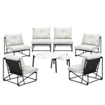 8PCS Outdoor Sofa Set 2-in-1 Coffee Table with Chairs Beige