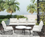 8PCS Outdoor Sofa Set 2-in-1 Coffee Table with Chairs Beige