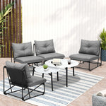 Outdoor Sofa Set Nesting Coffee Table with Chairs Beige/Grey