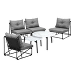 Outdoor Sofa Set Nesting Coffee Table with Chairs Beige/Grey