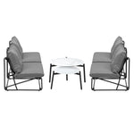 Outdoor Sofa Set Nesting Coffee Table with Chairs Beige/Grey