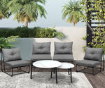 Outdoor Sofa Set Nesting Coffee Table with Chairs Beige/Grey