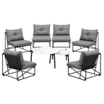 8PCS Outdoor Sofa Set Coffee Table with Chairs Grey