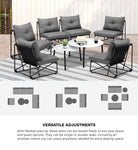 8PCS Outdoor Sofa Set Coffee Table with Chairs Grey