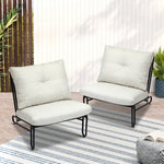 2PC Outdoor Lounge Chairs Patio Sofa with Cushions Beige/Grey