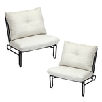 2PC Outdoor Lounge Chairs Patio Sofa with Cushions Beige/Grey