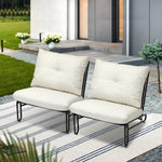 2PC Outdoor Lounge Chairs Patio Sofa with Cushions Beige/Grey