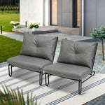 2PC Outdoor Lounge Chairs Patio Sofa with Cushions Beige/Grey