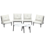 6PCS Outdoor Sofa Set 2-in-1 Coffee Table with Chairs Beige