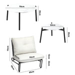 6PCS Outdoor Sofa Set 2-in-1 Coffee Table with Chairs Beige