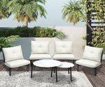 6PCS Outdoor Sofa Set 2-in-1 Coffee Table with Chairs Beige