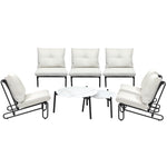 8PCS Outdoor Sofa Set Nesting Coffee Table with Chairs Beige
