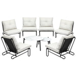 8PCS Outdoor Sofa Set Nesting Coffee Table with Chairs Beige