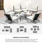 8PCS Outdoor Sofa Set Nesting Coffee Table with Chairs Beige