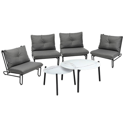 Outdoor Sofa Set Coffee Table with Chairs Grey